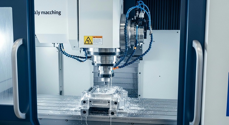 5-axis CNC machining cutting aluminum in factory. 5-axis CNC machining cutting aluminum in factory.