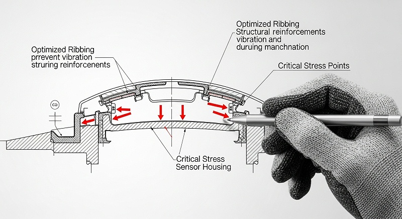 薄壁力矩传感器外壳CNC精密加工_公差_0_001mm_振动-图5